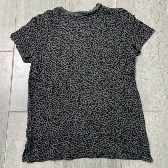 ATM Schoolboy Tee Cheetah Leopard Print Slub Cotton Jersey Gray Black Sz Medium - Picture 3 of 7